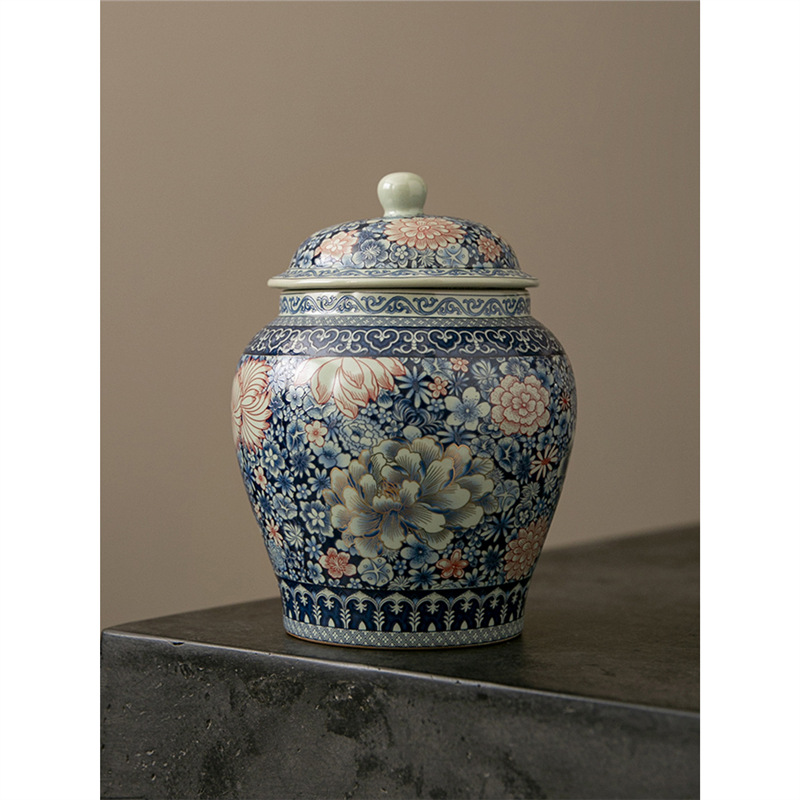 Lò nung gốm sứ trắng xanh gia dụng loại nhỏ Trung Quốc bình kín bình đựng trà bình đựng trà bình đựng trà cổ điển