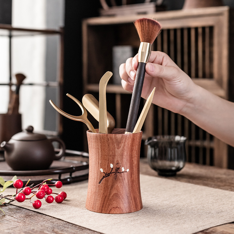 Bộ trà đạo sáu quý ông Phụ Kiện Bộ trà Kungfu dụng cụ pha trà gỗ đồng sáu quý ông bút trà kẹp trà phụ kiện trà đạo