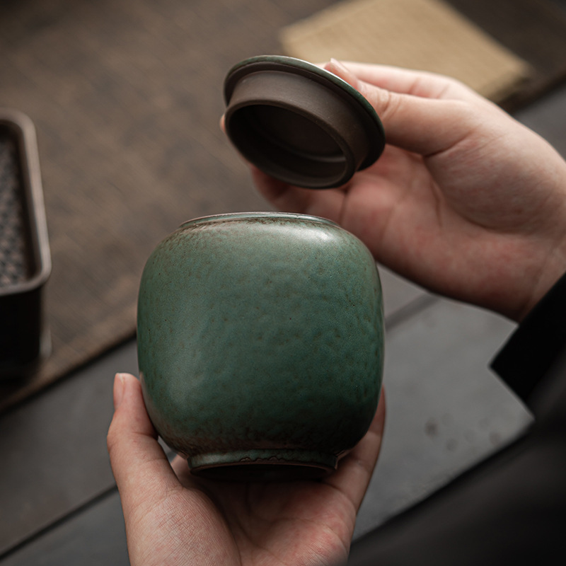 Bình trà đánh thức chưa niêm phong, bình trà gốm sứ Qingye thay đổi lò nung thủ công kiểu Nhật, bộ trà Kung Fu, kho trà Pu'er nhỏ