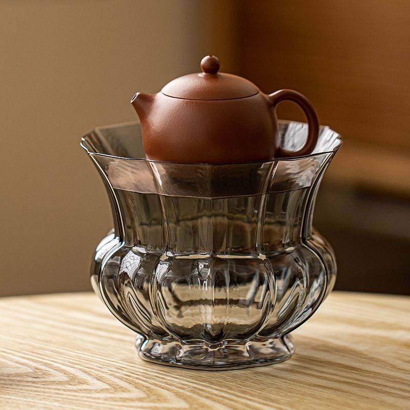 Gạt trà thủy tinh Gạt trà Jianshui Gạt trà gốm sứ có nắp Dụng cụ pha trà Kung Fu gia dụng Bàn trà phế liệu xô giặt nước