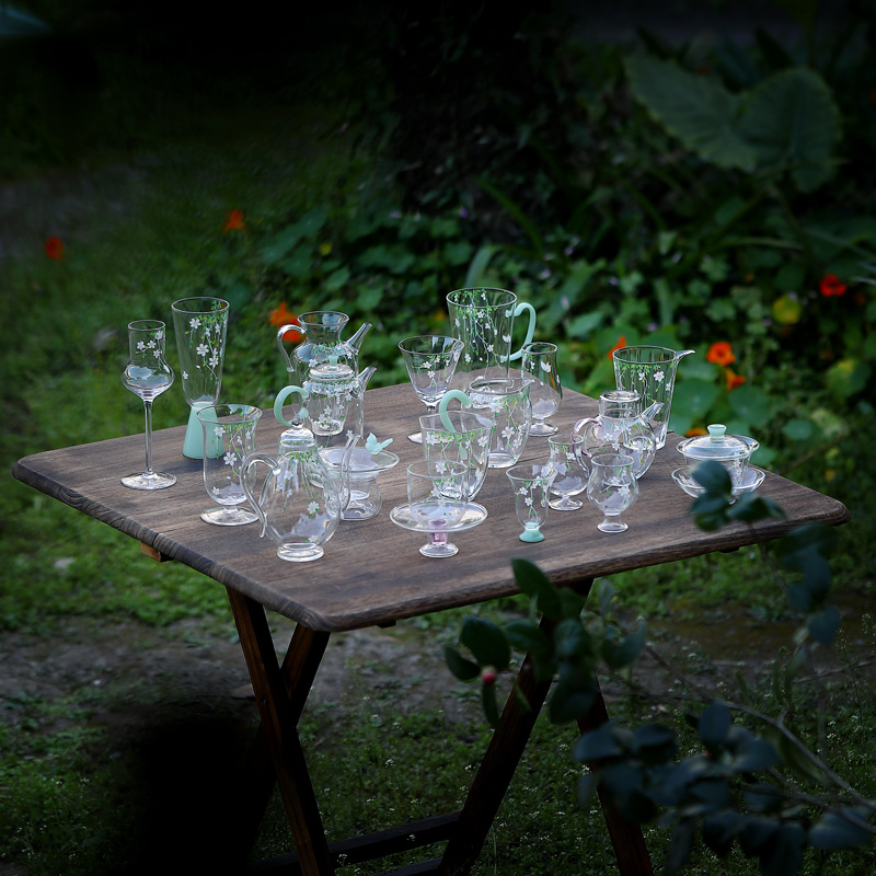 Máy pha trà xanh mùa xuân, ấm trà giả thủy tinh chịu nhiệt cao borosilicate nhỏ tươi, ấm trà đặc biệt cho trà xanh, nồi đơn