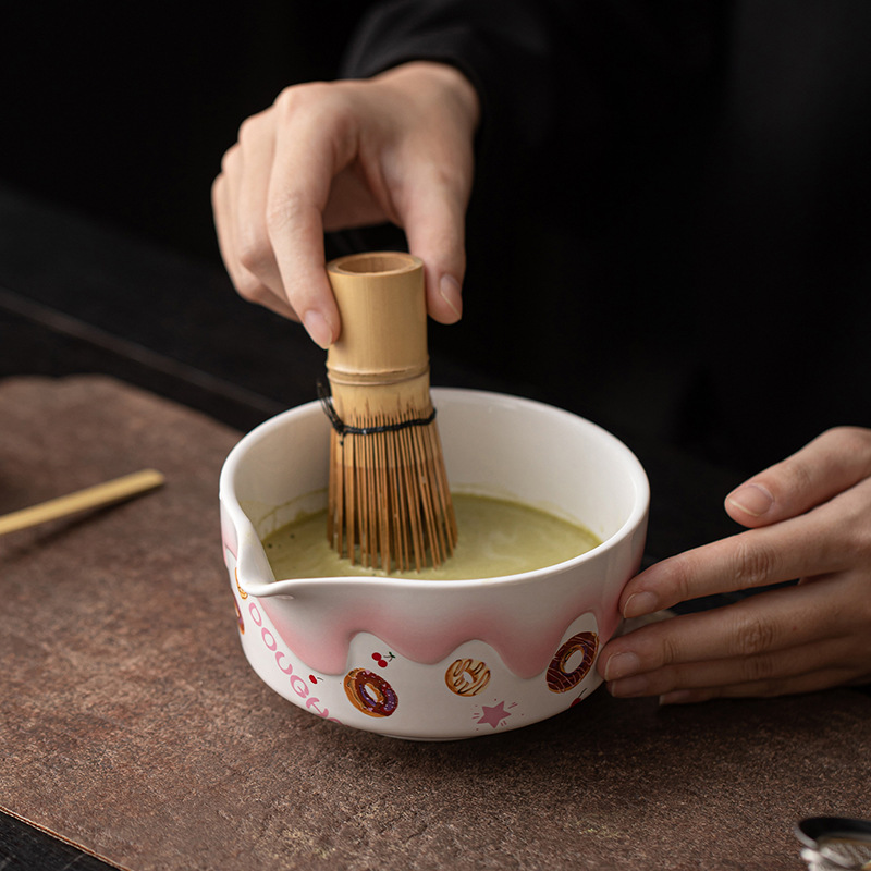 Bộ Phô Mai Matcha 4 Món Gốm Trà Bát Nhà Tống Dụng Cụ Trà Trà Đánh Trà Mũ Trà Trộn