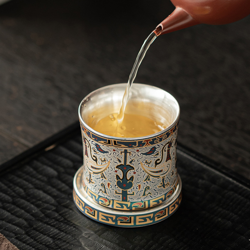 Cốc quay mạ bạc cốc chủ nhân gốm sứ dụng cụ trà Kung Fu Trung Quốc gia dụng cốc đơn cốc trà sáng tạo cá nhân tặng quà