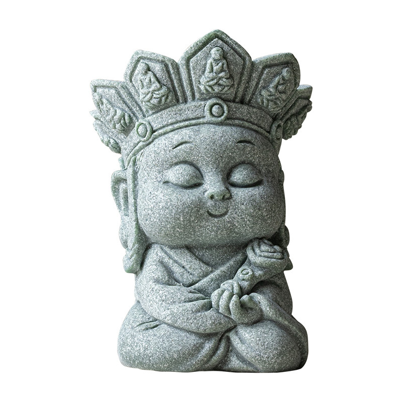 Đá sa thạch xanh kiểu Trung Quốc không nói nên lời Phật tốt lành Ruyi Zen trà thú cưng bể cá trang trí nhỏ trang trí chơi trà để bàn