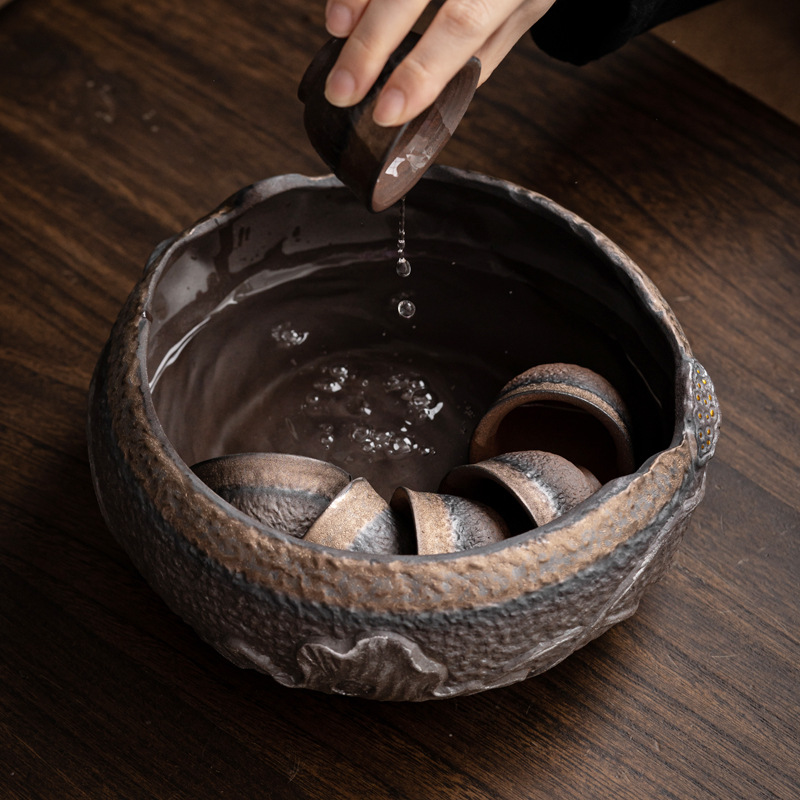 Bán buôn trà gốm thô rửa trà đạo lớn sáng tạo phụ kiện Bộ trà Kungfu rửa nước chén trà Zen chậu rửa bút chậu nước nhỏ