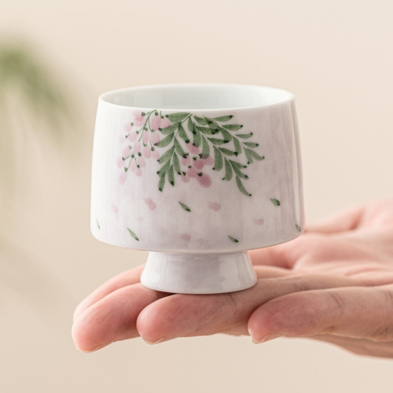 Cốc trà hoa tử đằng vẽ tay cốc trà cốc chủ nhân chuyên dụng cá nhân cốc phụ nữ gốm sứ công phu giá trị cao cốc trà