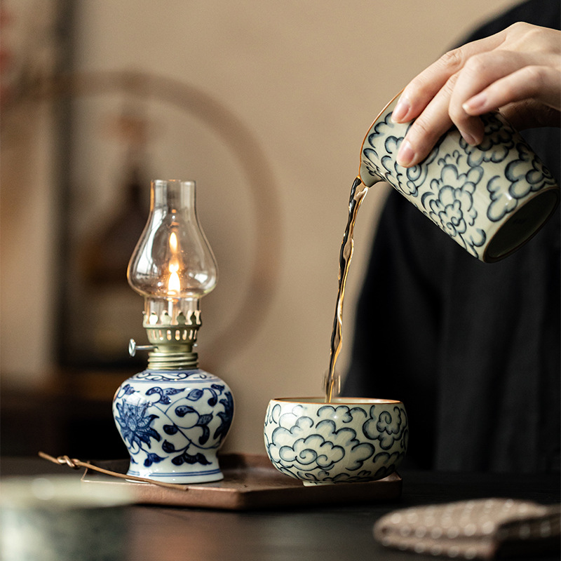 Cốc Luohan mây tốt lành kiểu Trung Quốc cổ cốc trà gốm sứ Đức Hoa cốc lớn cốc cá nhân cốc Ru lò Kung Fu Bộ trà cốc trà