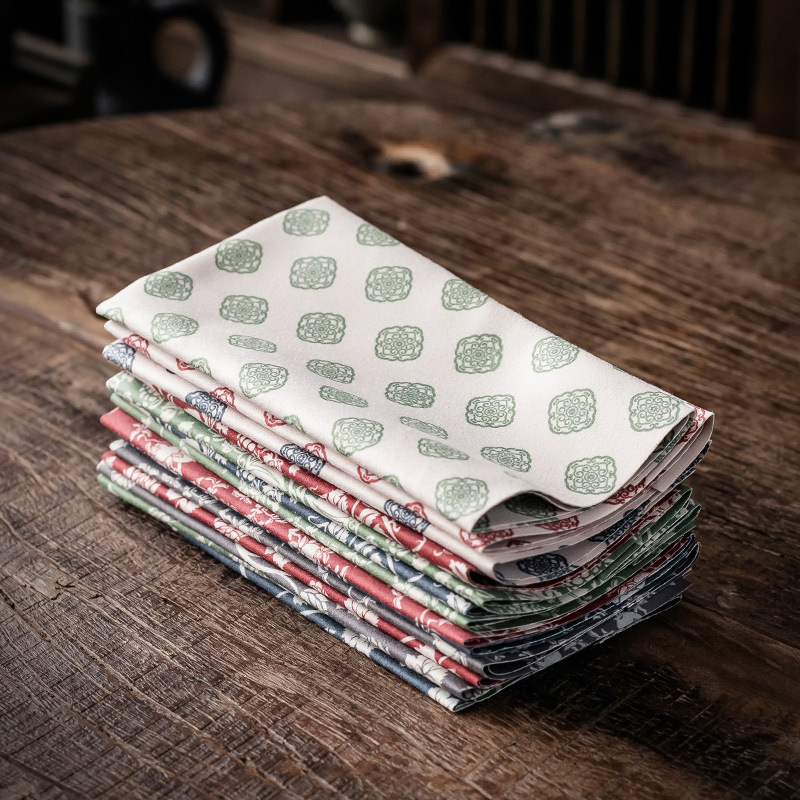 Khăn trà vải trà hai mặt cotton lanh thấm nước Vải trà lót ấm khăn trải bàn chuyên dụng dụng cụ Trà Matcha phụ kiện trà đạo chiếu trà