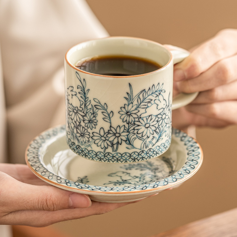 Cốc cà phê thỏ dễ thương hoa mặt trời lò Ru cốc pha cà phê cao cấp tinh tế cốc latte cốc uống trà gốm sứ Trung Quốc cốc mug