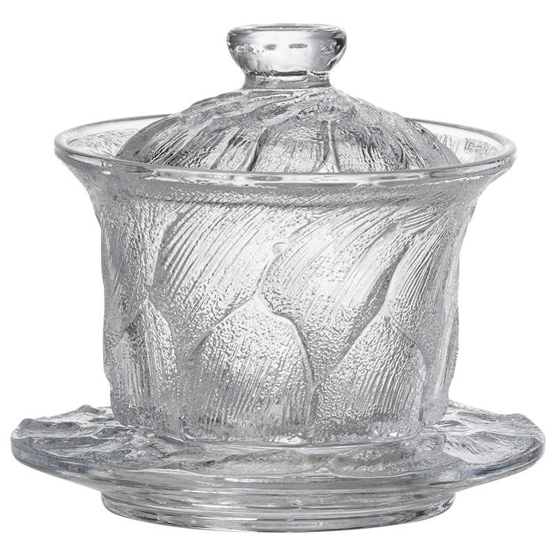 Bát trà tráng men đơn phong cách Trung Quốc có nắp không nóng Bộ trà Kung Fu bát pha trà gia dụng