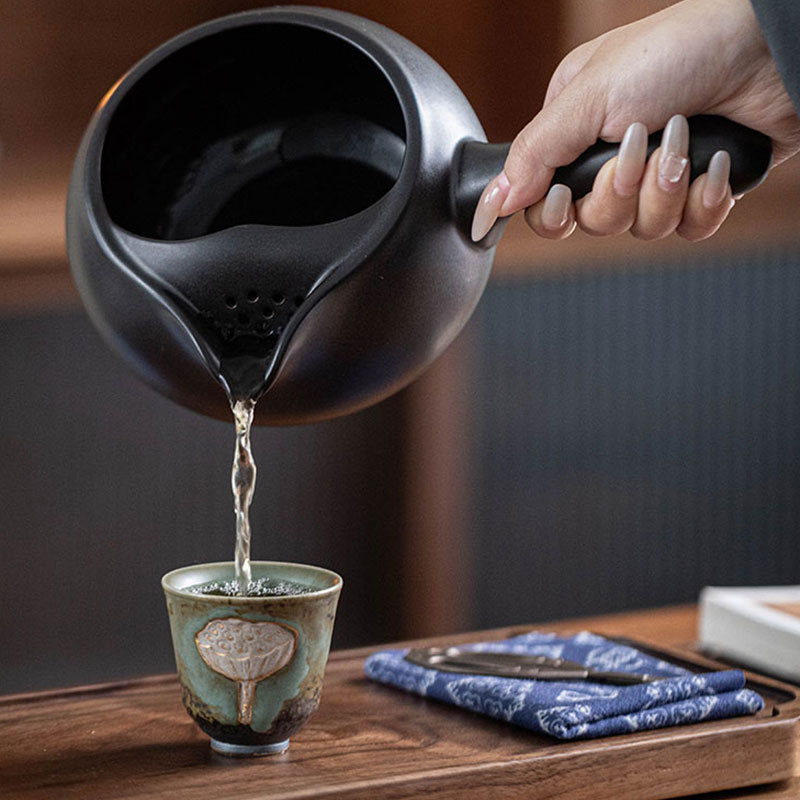 Ấm đun nước làm đẹp tay cầm bên ấm đun nước ấm đun trà đơn gia dụng cổ điển bếp điện bếp than ấm đun trà dung tích lớn ấm đun nước