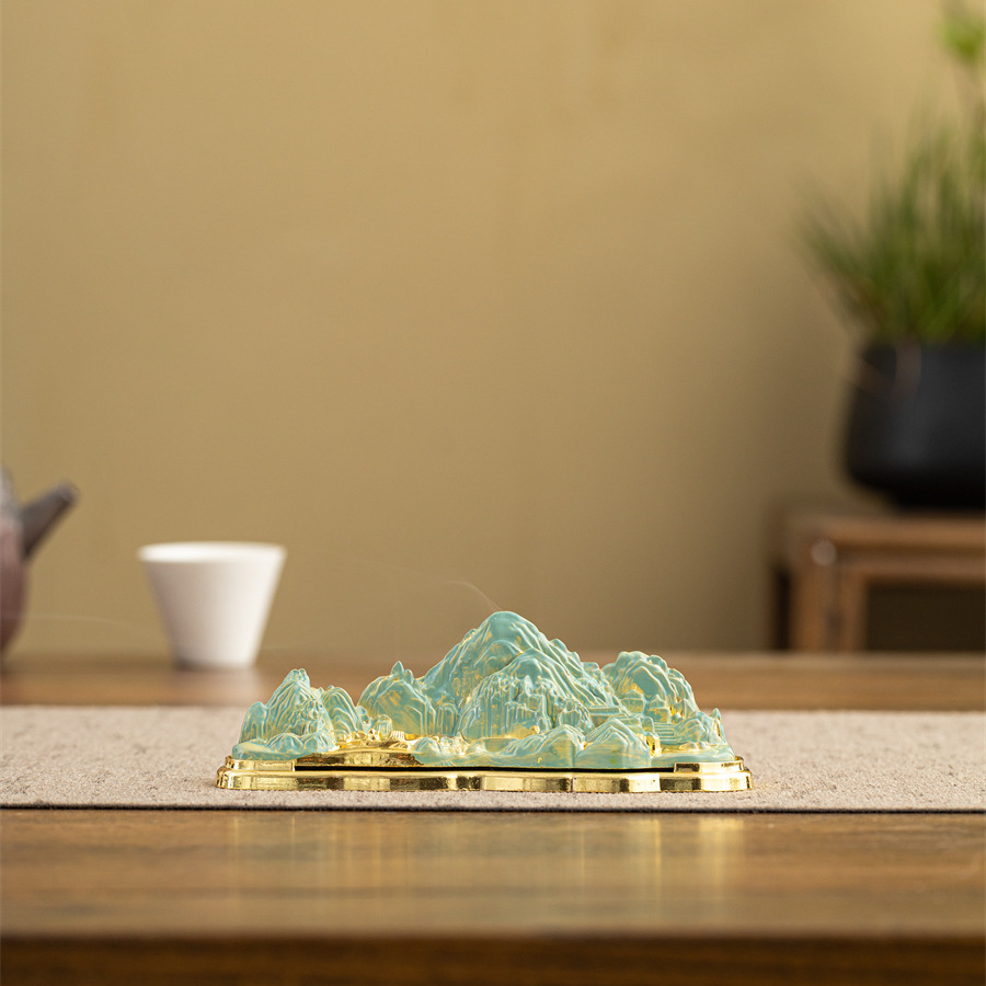 Đồ trang trí nhỏ trang trí non bộ sáng tạo đèn xanh núi vàng