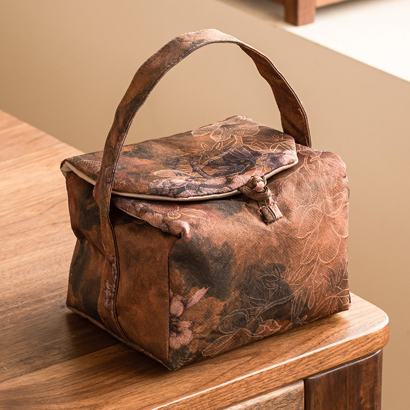 Túi lưu trữ sợi Xiangyun túi xách tay quốc gia túi trà một ấm hai cốc túi lưu trữ túi vải xách tay ngoài trời cỡ lớn