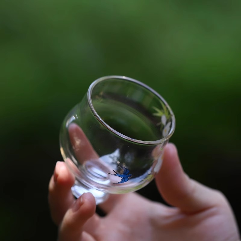 Cốc nước thủy tinh Cốc pha trà chân cao cá nhân Thiết bị pha trà cao cấp Cốc trà xanh chịu nhiệt cao cấp Cốc trà chuyên dụng