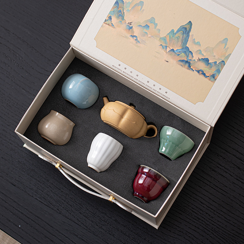 Bộ ấm trà năm lò nung nổi tiếng gia dụng sang trọng nhẹ bộ ấm trà Kung Fu