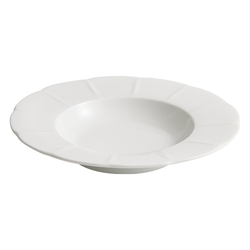 Đĩa ăn bằng gốm, đĩa mũ rơm, đĩa ăn gia dụng, bộ đồ ăn khách sạn cao cấp, đĩa ăn sáng, đĩa tròn viền ren, đĩa canh