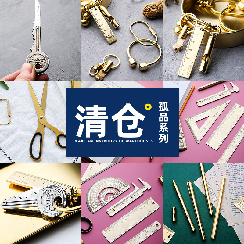 [Giảm giá thông quan đặc biệt] Dao thép không gỉ di động gấp dao chìa khóa mặt dây chuyền nhỏ khóa trang trí dụng cụ bằng đồng thau