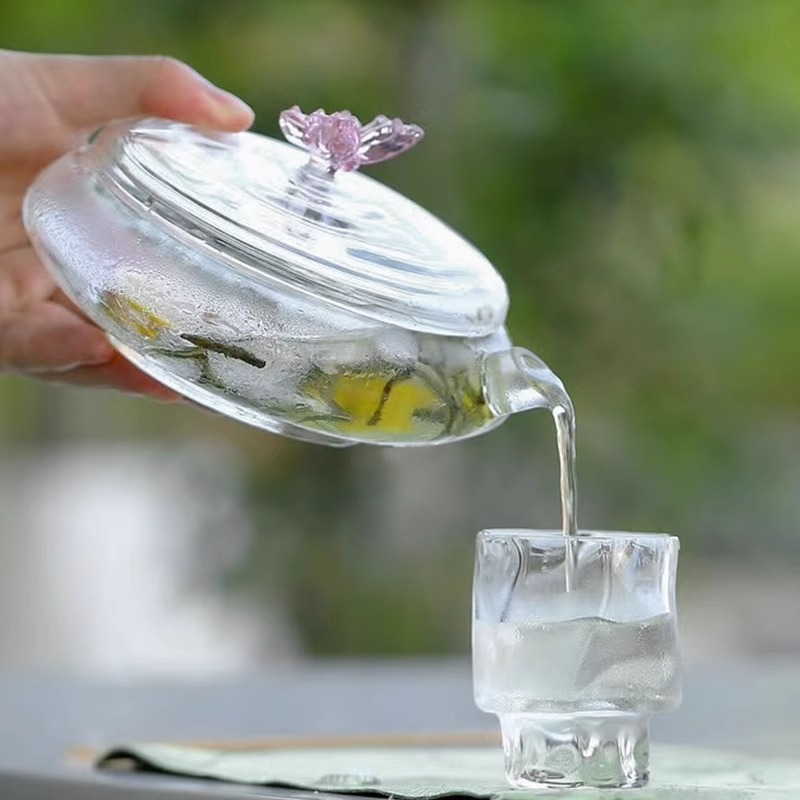 Ấm trà chiết xuất lạnh thủy tinh, ấm trà lạnh, ấm trà xanh chịu nhiệt, ấm trà hoa nữ, ấm trà pha trà đá mùa hè