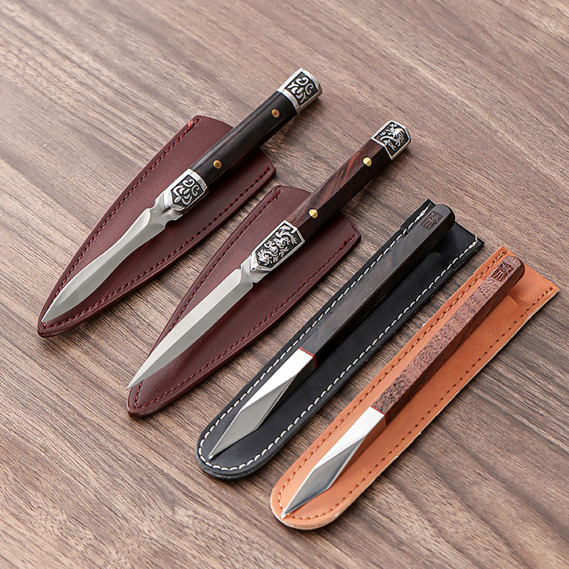 Bán buôn dao Trà hoàn toàn thủ công Kim Trà gỗ Đàn hương đen gỗ cẩm lai hoa văn thép Pu'er dao trà Phụ Kiện Bộ trà