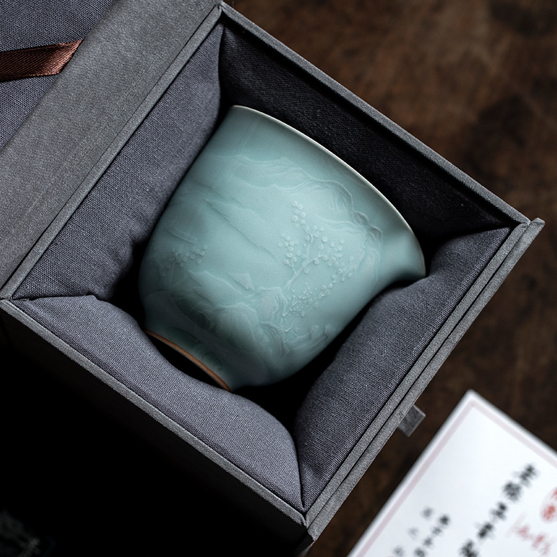 Cốc công bằng men ngọc chạm khắc bóng gia dụng, cốc lọc trà, Bộ trà Kung Fu, bộ trà, phụ kiện trà biển, tách trà