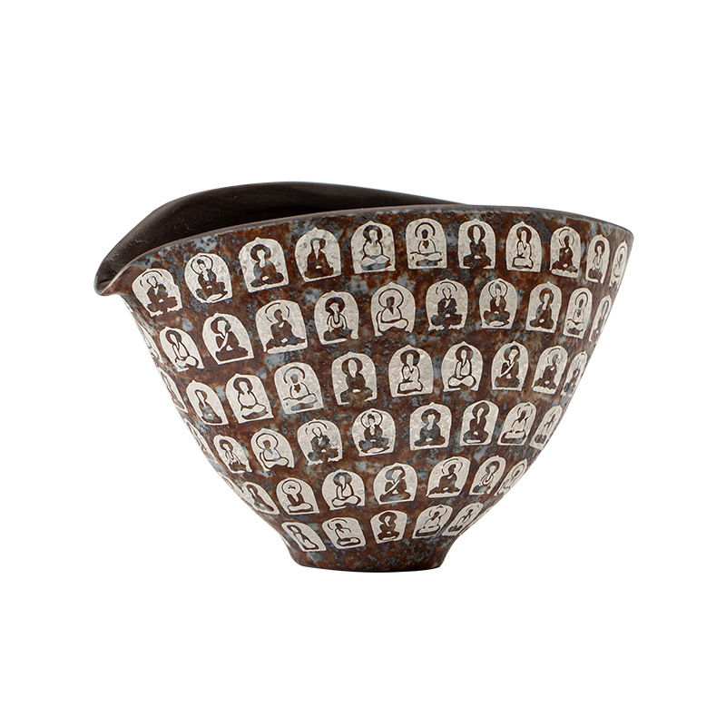 Cốc công tắc mạ bạc Đôn Hoàng Vạn Phật, cốc pha trà gia dụng, dụng cụ pha trà đồng nhất, tách trà, cốc công cộng bùn đá cũ, phụ kiện Bộ trà