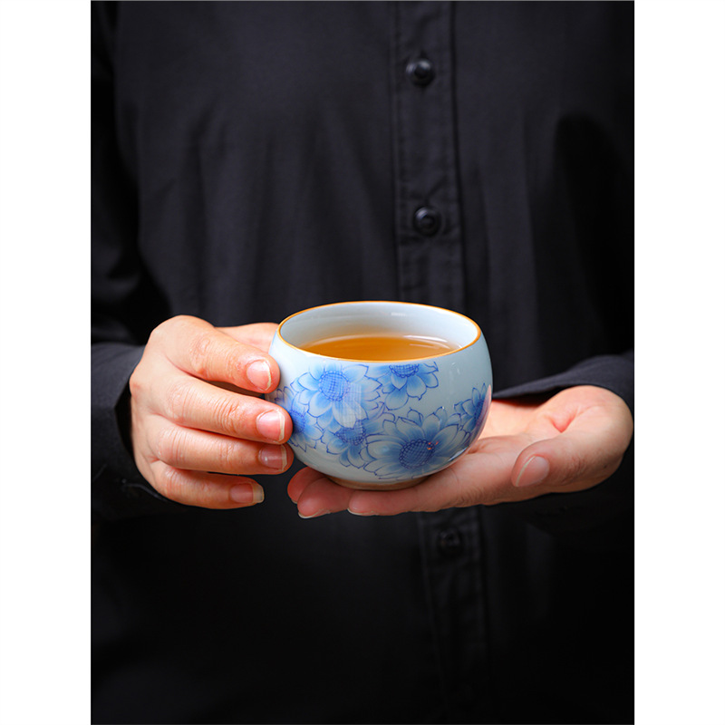 Cốc trà cốc uống trà cá nhân cốc uống trà cao cấp cốc chủ nhân cốc trà nhỏ Kung Fu men ngọc vẽ tay quà lưu niệm