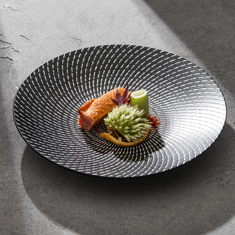 Đĩa gốm mưa sao băng Đĩa salad Đĩa gia dụng Bộ đồ ăn khách sạn sang trọng nhẹ nhàng cao cấp Đĩa ăn hình tròn Đĩa bít tết