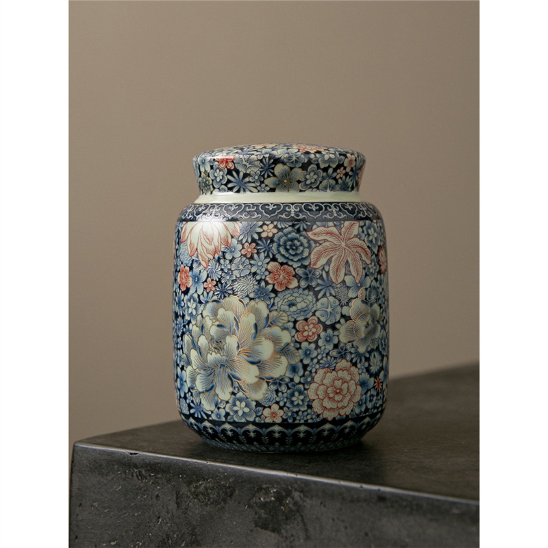 Lò nung gốm sứ trắng xanh gia dụng loại nhỏ Trung Quốc bình kín bình đựng trà bình đựng trà bình đựng trà cổ điển