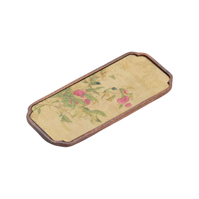 Khay trà gỗ óc chó nhỏ, bộ ấm trà gỗ nguyên khối, bàn trà tinh tế, khay trà, giá để ấm trà, khay trà khô