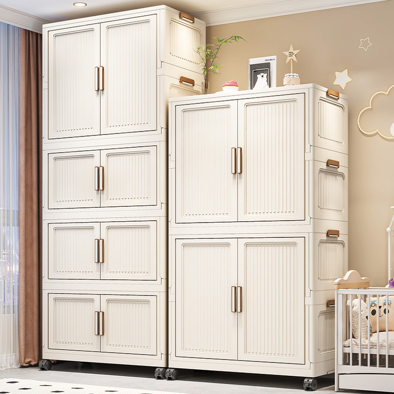 Tủ quần áo trẻ em rộng 70-80 Tủ lưu trữ quần áo chống bụi cho phòng ngủ trẻ em có thể gập lại lắp ráp tủ quần áo có cửa mở