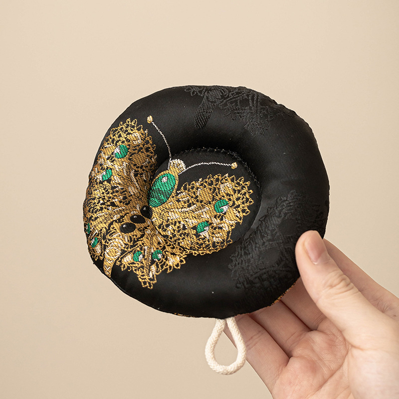 Tấm lót cốc bướm vàng đen thổ cẩm tấm lót bàn trà tấm lót trà tấm lót bằng vải nghệ thuật nắp bát tấm lót cốc trà tấm lót cách nhiệt chống bỏng tấm lót ấm