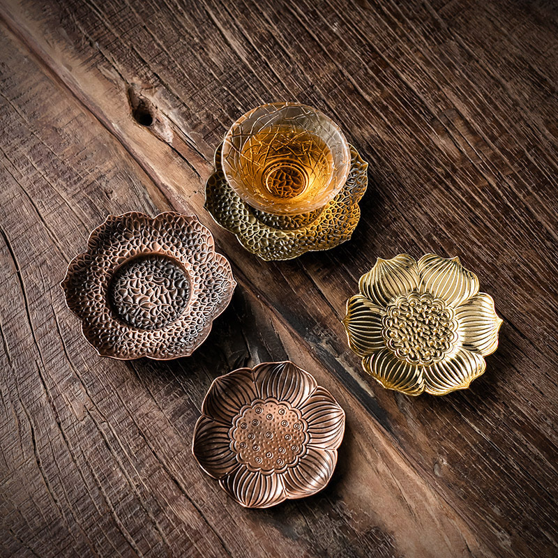 Đế cốc kiểu Nhật, đế cốc hợp kim, đế cách nhiệt hình tròn sáng tạo, đế cốc giả đồng, đế trà Kung Fu cổ điển, bán buôn trà đạo