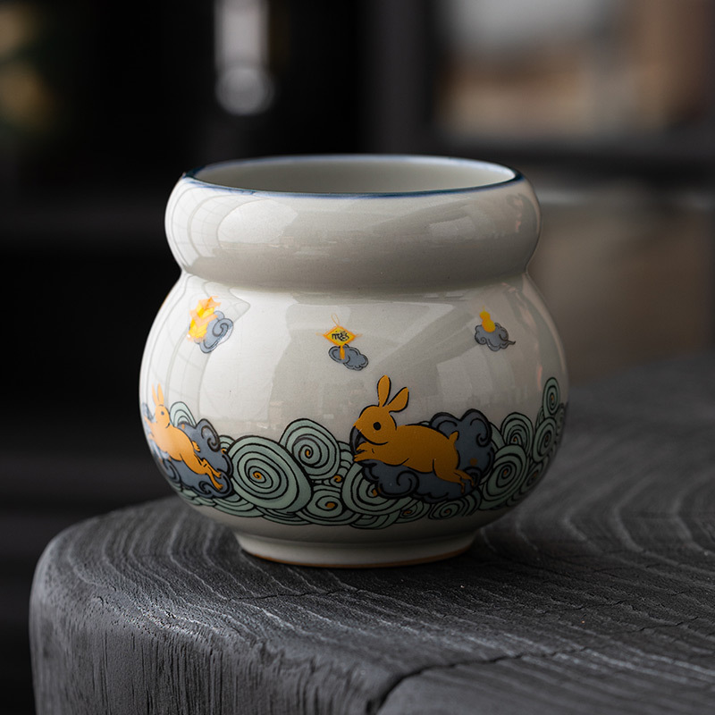 Thỏ Vàng Thông báo Thực vật Xám Jianshui Gia dụng Phụ kiện Bộ trà Kung Fu Bể nước Thùng bã trà Gốm sứ Rửa trà Nước thải Thùng trà