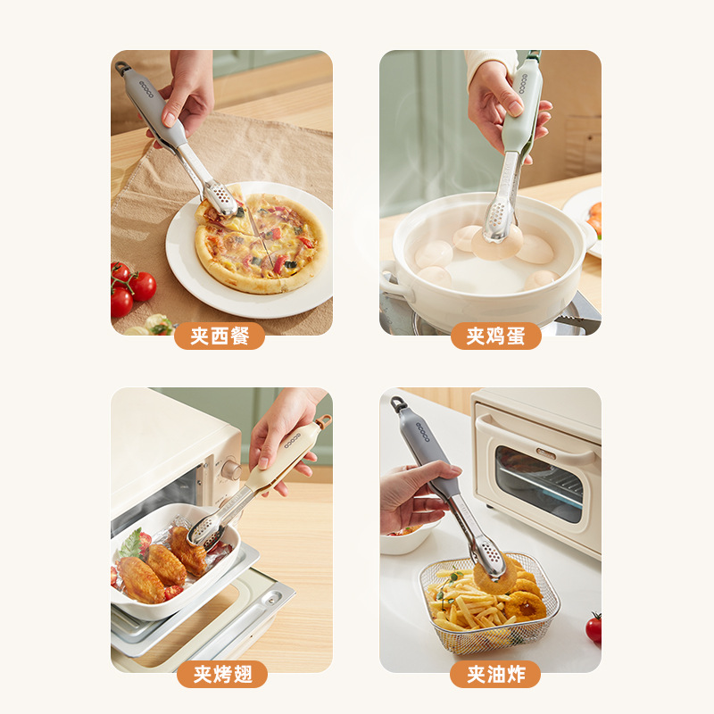 Kẹp thực phẩm Kẹp thực phẩm nhà bếp kẹp silicon inox đặc biệt cho bít tết chiên dụng cụ nướng Thịt Kẹp Nướng chống bỏng