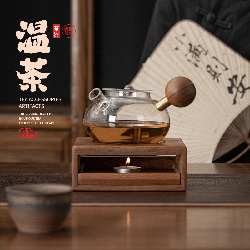 Dụng cụ pha trà ấm Gỗ Óc Chó Dụng cụ pha trà Kung Fu kiểu Nhật dụng cụ pha trà nến gia dụng bếp pha trà trắng Dụng cụ pha trà Pu'er