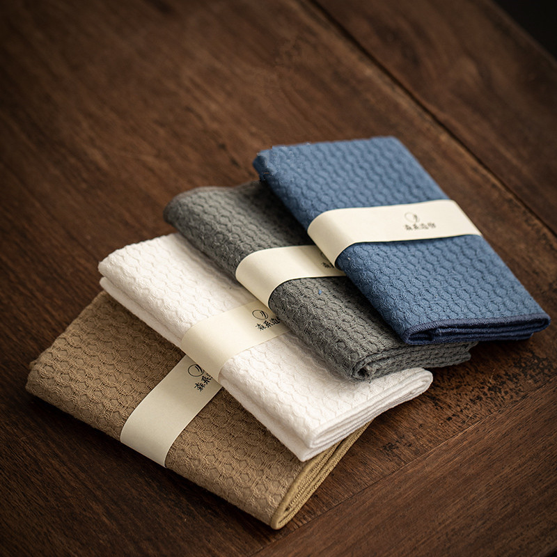 Khăn trải bàn trà thấm nước đơn giản dày dặn, khăn trải bàn cho ấm hình vuông cao cấp vải bông lanh đơn giản cho phòng trà gia dụng phụ kiện trà đạo