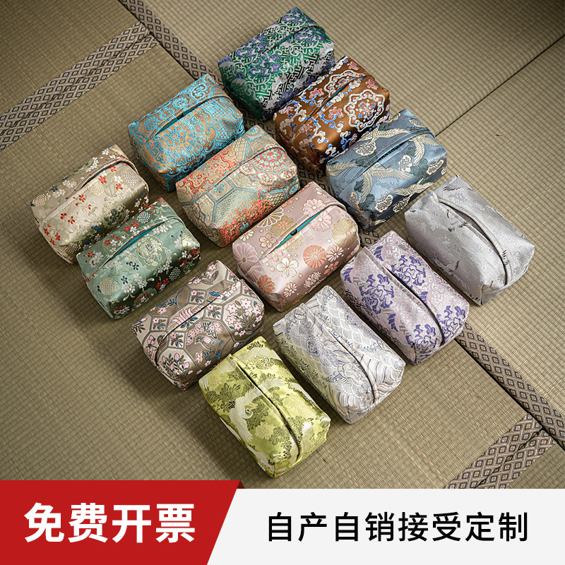 Hộp đựng khăn giấy thổ cẩm thủ công Hộp đựng khăn giấy sang trọng để bàn kiểu Trung Quốc