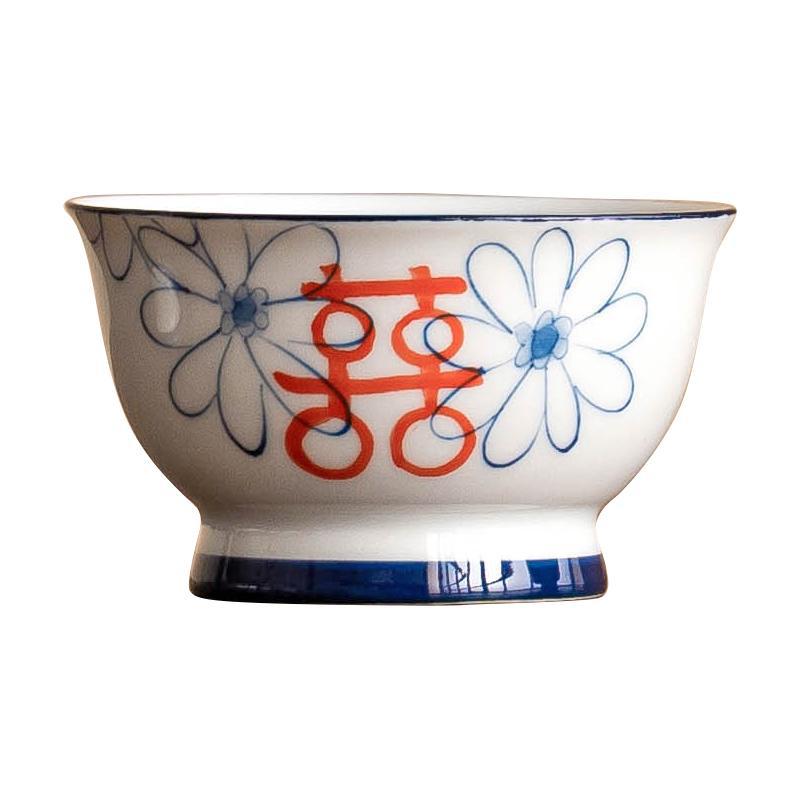 Cốc chủ nhân cao cấp cốc trà cưới cốc hoa cúc vẽ tay hạnh phúc đôi tách trà cốc uống trà kiểu Trung Quốc