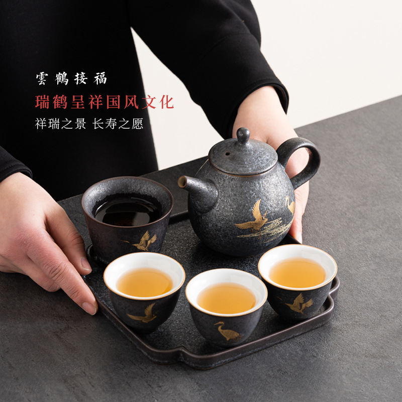 Bộ ấm trà Ruihe Văn hóa Tử Cấm Thành Quà tặng sinh nhật tân gia cho cha và giáo viên trưởng