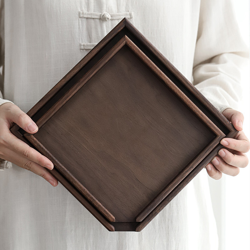 Khay tách trà gỗ đặc óc chó Khay trà Pu'er khay mở khay trà tri ân hộp trà Phụ Kiện Bộ trà Kung Fu bình luận khay trà