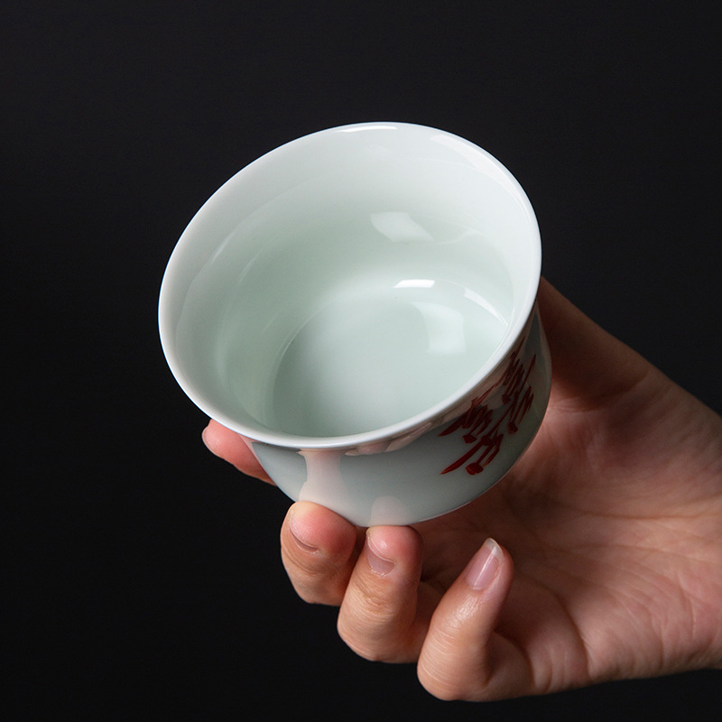Cốc trà gốm sứ vẽ tay, cốc chủ nhân, cốc đổi miệng, bộ trà công phu đám cưới, cốc trà đính hôn đám cưới