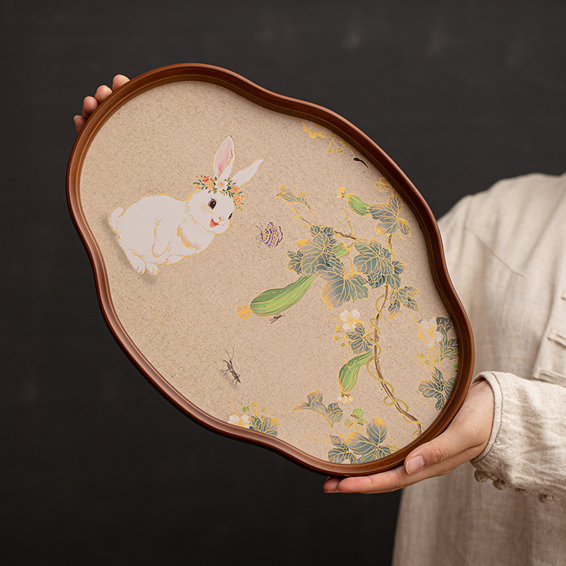 Khay đựng hoa hồng thủy tinh Jade Rabbit Begonia, khay trà sữa khô bằng tre gỗ, khay đựng trái cây, khay đựng đồ ngọt, bàn trà nhỏ