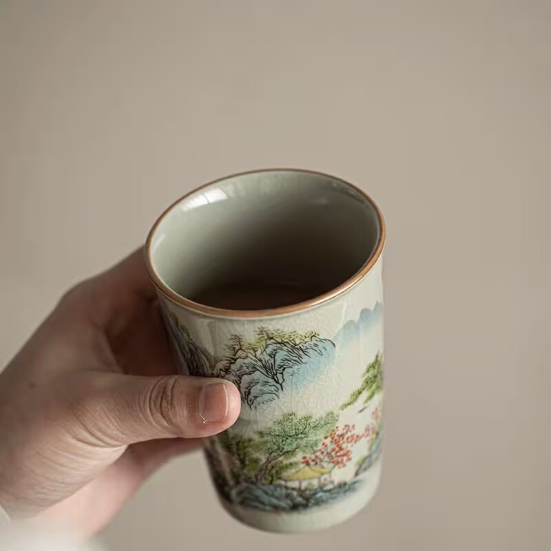 Cốc chủ nhân Ru Kiln cốc trà gốm sứ gia dụng cốc đơn mở tấm chuyên dụng cá nhân cốc coca bộ trà kungfu bát trà đơn