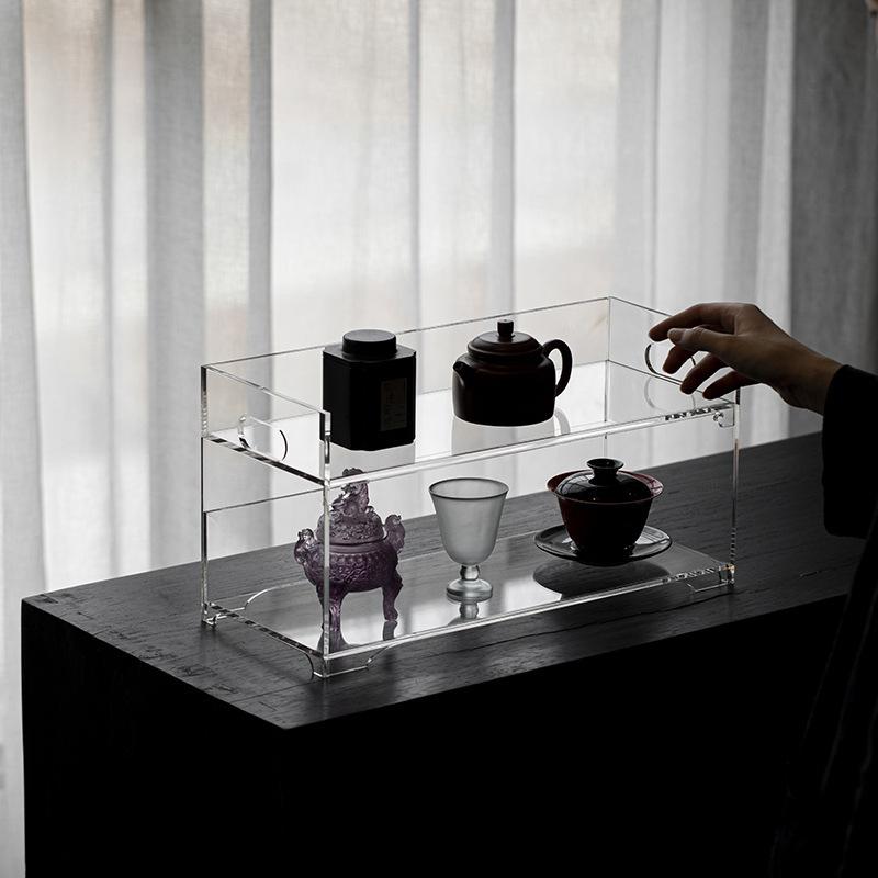 Hộp đựng trà acrylic bộ ấm trà giá để đồ đựng ấm trà giá trưng bày đồ trang trí nhà để bàn phòng khách