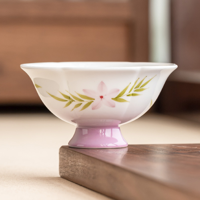 Gradient tím gốm sứ tách trà giấc mơ khóa khuôn mặt cánh hoa cốc chủ sở hữu cổ điển thanh lịch cốc uống một người cốc trà đơn