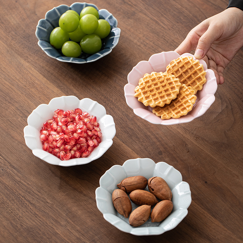 Đĩa giải khát hoa sen, Đĩa hoa quả phù điêu kiểu Trung Quốc cỡ nhỏ, đĩa bánh ngọt, Đĩa trà, Đĩa hoa quả khô, đĩa ăn vặt