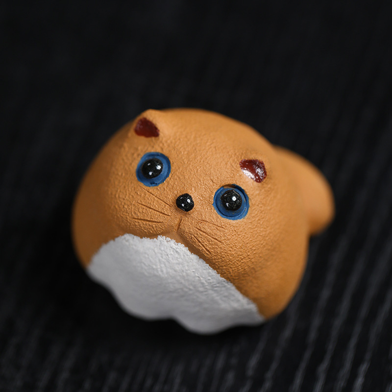 Vật nuôi trà cát tím quặng thô Yixing, khay trà cao cấp, mèo may mắn, mèo cam dễ thương có thể được nuôi xung quanh trà đạo