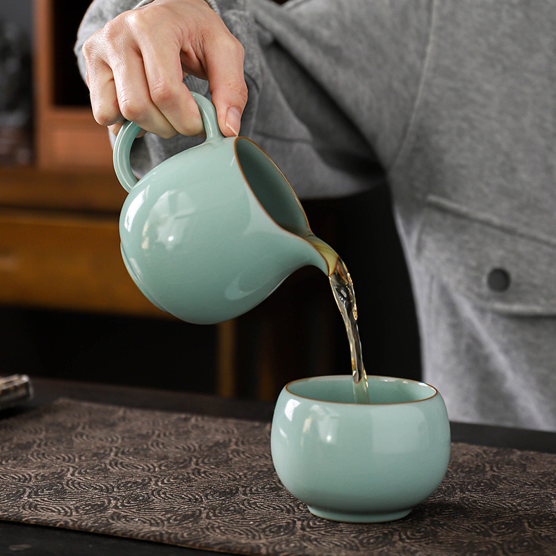 Lò nung Houhu thủ công Ru lò trà biển công thức tách trà gốm sứ tách trà công hộp quà mở sứ cổ