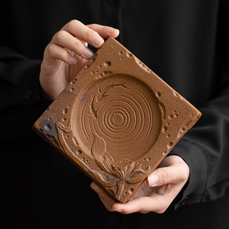 Bình đựng nước chấm, bình đựng nước chấm, bàn làm bằng gốm thô cổ, bàn làm bằng tay, khay đựng hoa quả khô gia dụng, khay đựng trà, phụ kiện bộ trà