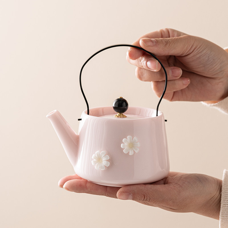 Ấm trà gốm sứ dụng cụ trà chiều dùng trong gia đình ấm trà hoa trà Có lọc trà Kung Fu ấm trà